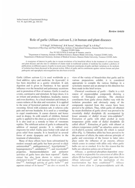 Role of Garlic (Allium. Sativum L.) in Human and Plant Diseases