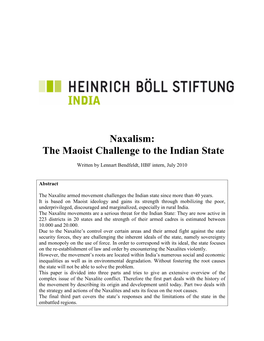 Naxalism: the Maoist Challenge to the Indian State