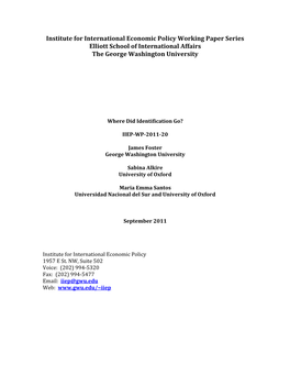 Institute for International Economic Policy Working Paper Series Elliott School of International Affairs the George Washington University