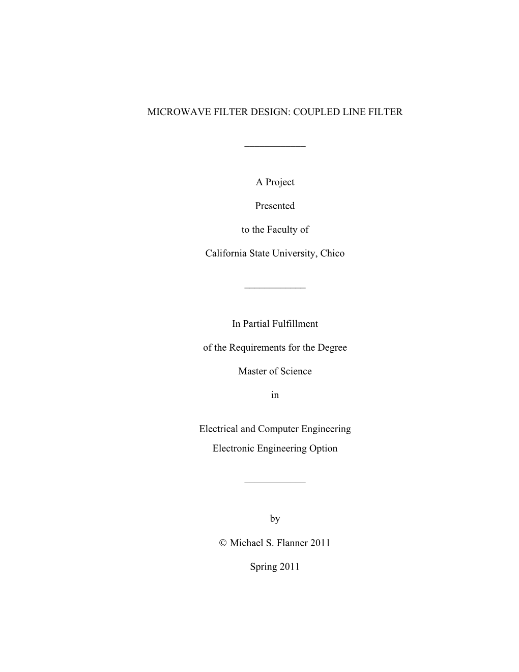 Microwave Filter Design: Coupled Line Filter