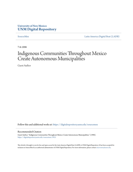 Indigenous Communities Throughout Mexico Create Autonomous Municipalities Guest Author
