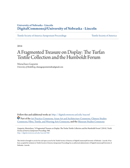 The Turfan Textile Collection and the Humboldt Forum