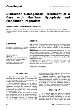 Distraction Osteogenesis: Treatment of a Case with Maxillary Hypoplasia and Mandibular Prognatism