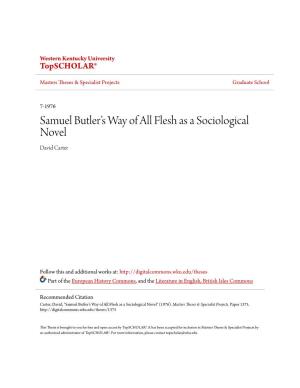 Samuel Butler's Way of All Flesh As a Sociological Novel