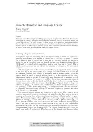 Semantic Reanalysis and Language Change Regine Eckardt* University of Go¨Ttingen
