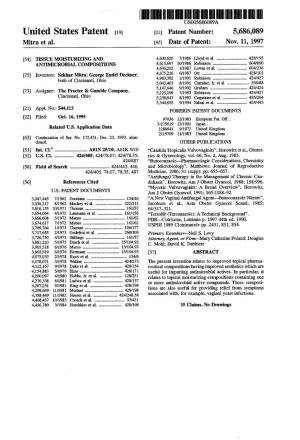 United States Patent 19 11 Patent Number: 5,686,089 Mitra Et Al