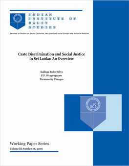 Caste Discrimination and Social Justice in Sri Lanka: an Overview