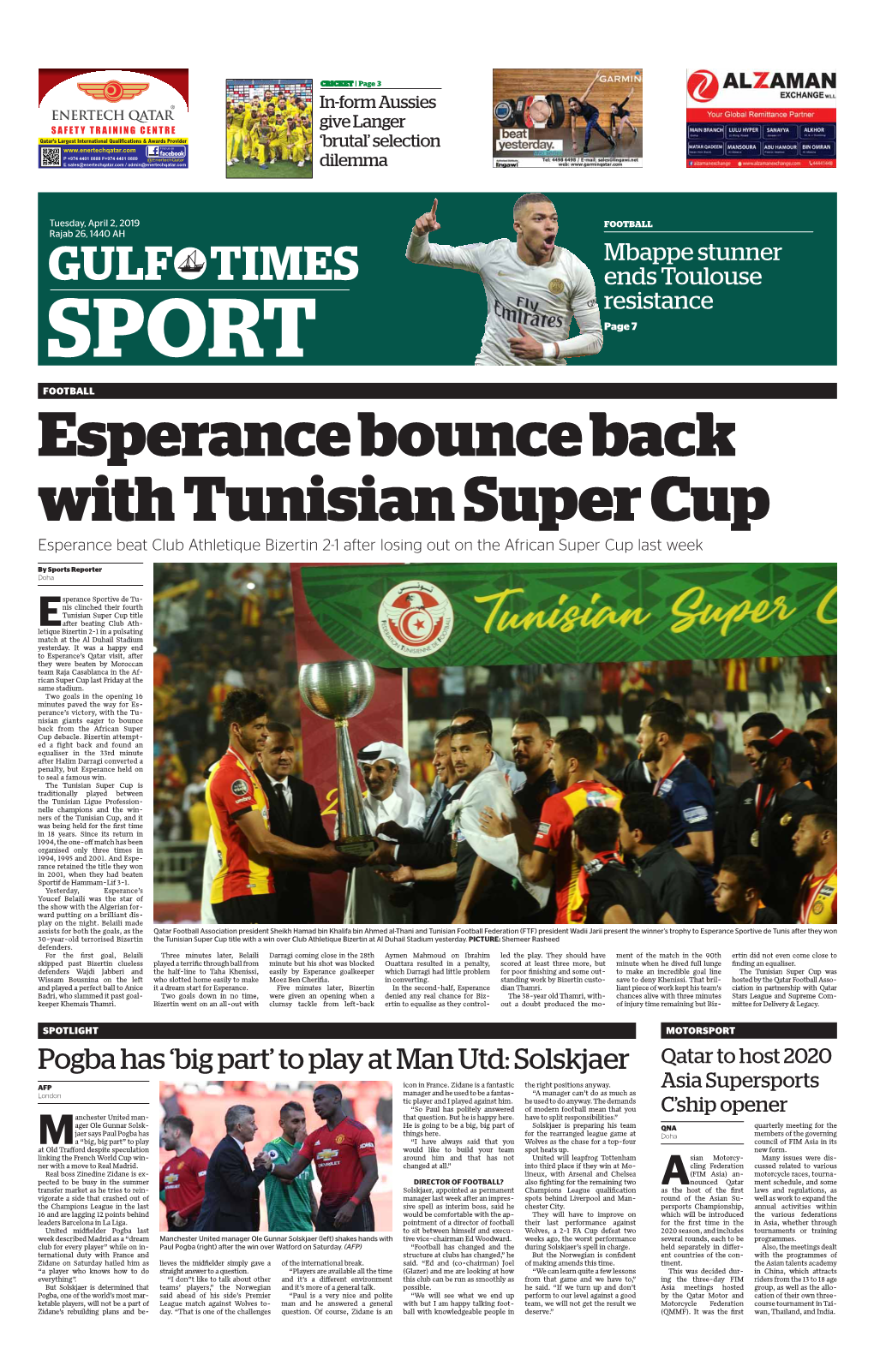 GULF TIMES Ends Toulouse Resistance SPORT Page 7