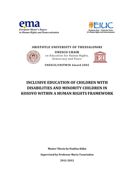 Inclusive Education of Children with Disabilities and Minority Children in Kosovo Within a Human Rights Framework