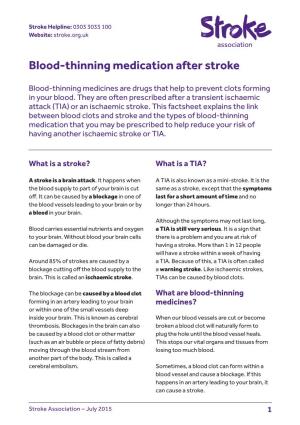 Blood-Thinning Medication After Stroke