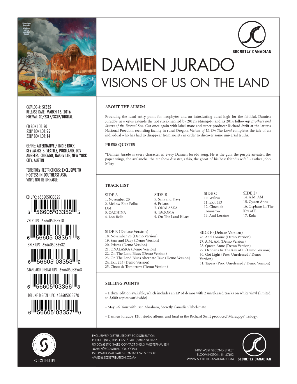 Damien Jurado Visions of Us on the Land
