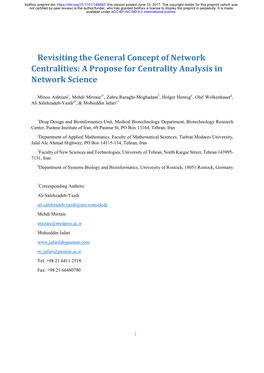 A Propose for Centrality Analysis in Network Science