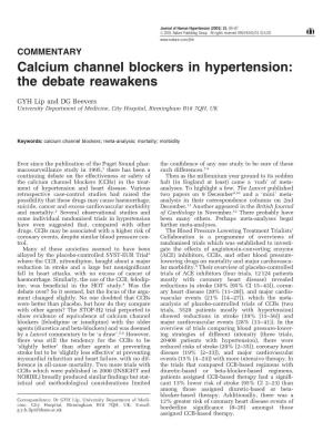 Calcium Channel Blockers in Hypertension: the Debate Reawakens