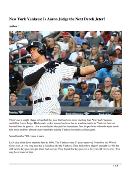 New York Yankees: Is Aaron Judge the Next Derek Jeter?