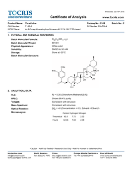 Certificate of Analysis