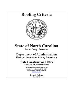 Roofing Criteria State of North Carolina
