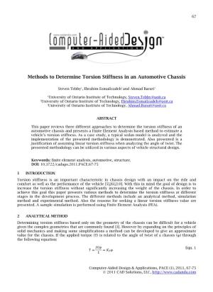 Methods to Determine Torsion Stiffness in an Automotive Chassis