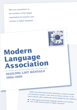 Modern Language Association MAILING LIST RENTALS 2004–2005