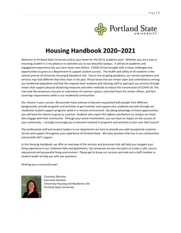 Housing Handbook 2020–2021
