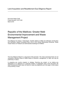 Republic of the Maldives: Greater Malé Environmental Improvement and Waste Management Project