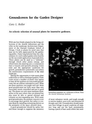 Groundcovers for the Garden Designer