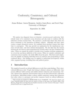 Conformity, Consistency, and Cultural Heterogeneity