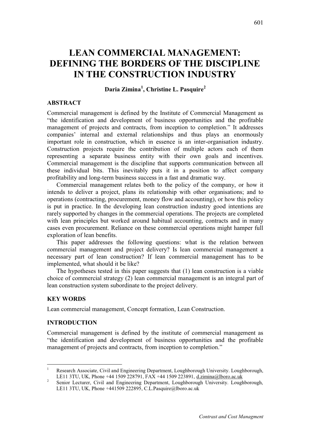 Lean Commercial Management: Defining the Borders of the Discipline in the Construction Industry