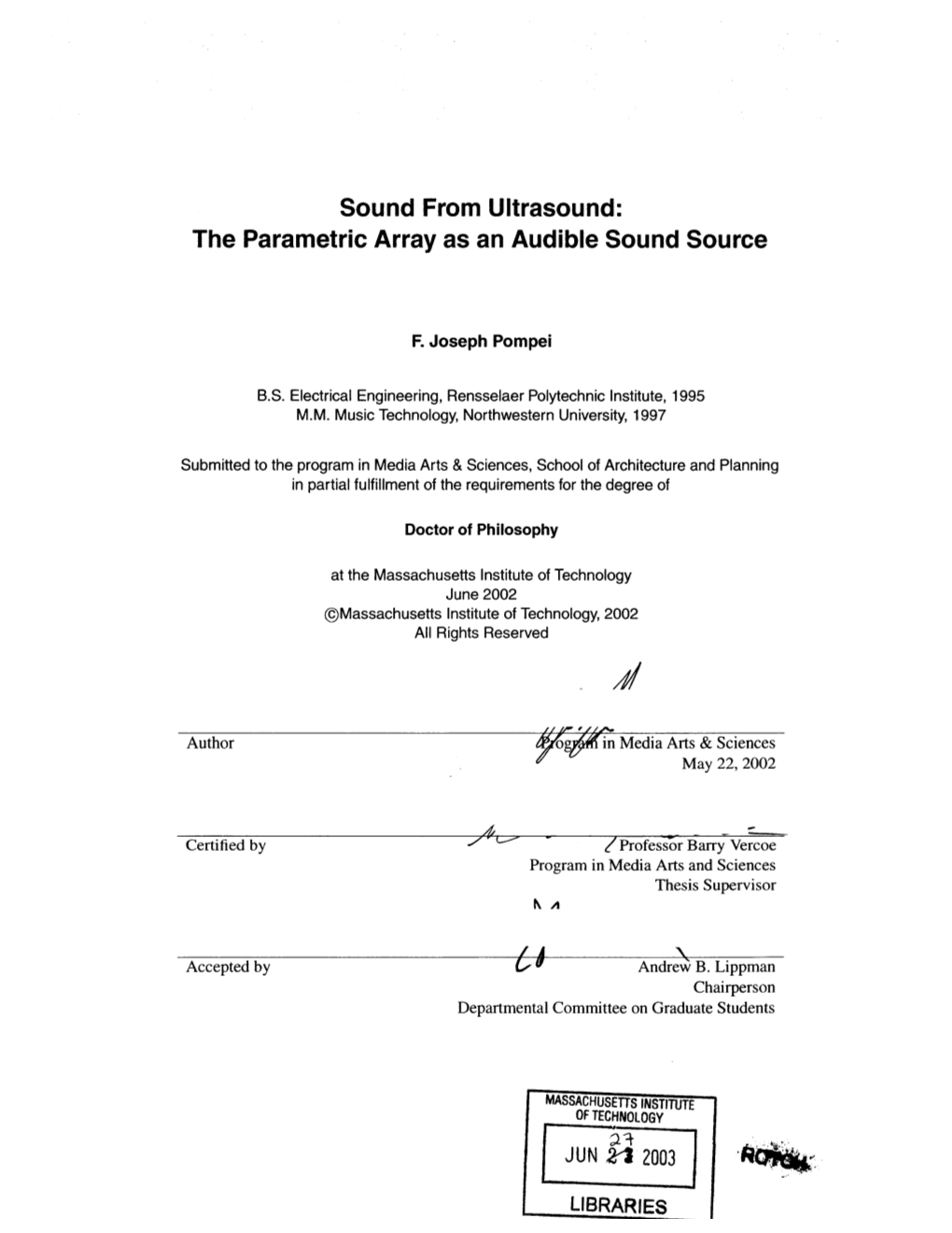 Sound from Ultrasound: the Parametric Array As an Audible Sound Source