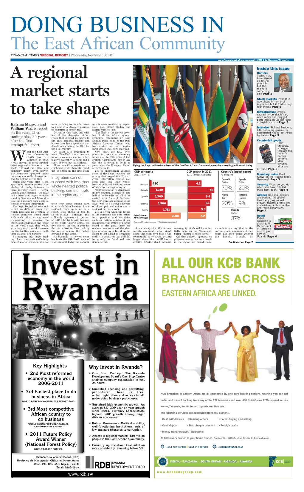 The East African Community FINANCIAL TIMES SPECIAL REPORT | Wednesday November 30 2011 | Twitter.Com/Ftreports