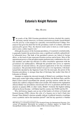 Estonia's Knight Returns