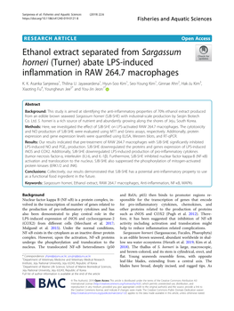 Ethanol Extract Separated from Sargassum Horneri (Turner) Abate LPS-Induced Inflammation in RAW 264.7 Macrophages K