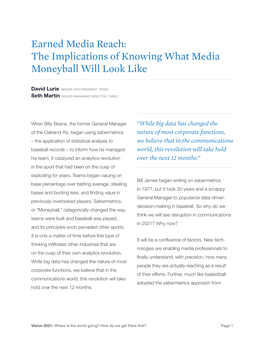 Earned Media Reach: the Implications of Knowing What Media Moneyball Will Look Like