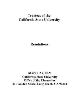 Trustees of the California State University Resolutions March 23