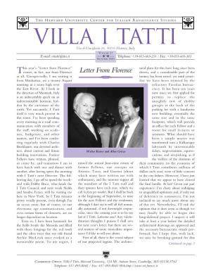 Volume 21 —,M— E-Mail: Vitatti@Tin.Itautumn 2001 Telephone: +39-055-603-251 / Fax: +39-055-603-383