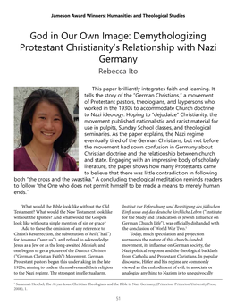 Demythologizing Protestant Christianity's Relationship with Nazi
