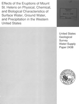 Effects of the Eruptions of Mount St. Helens on Physical, Chemical, And