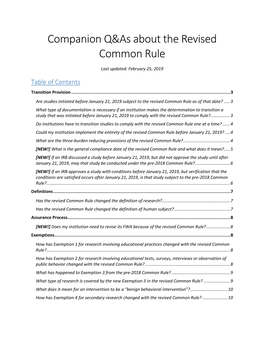 Revised Common Rule Q&As