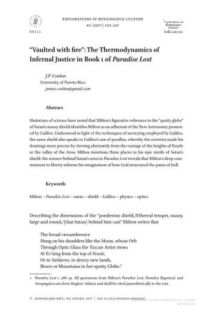The Thermodynamics of Infernal Justice in Book 1 of Paradise Lost
