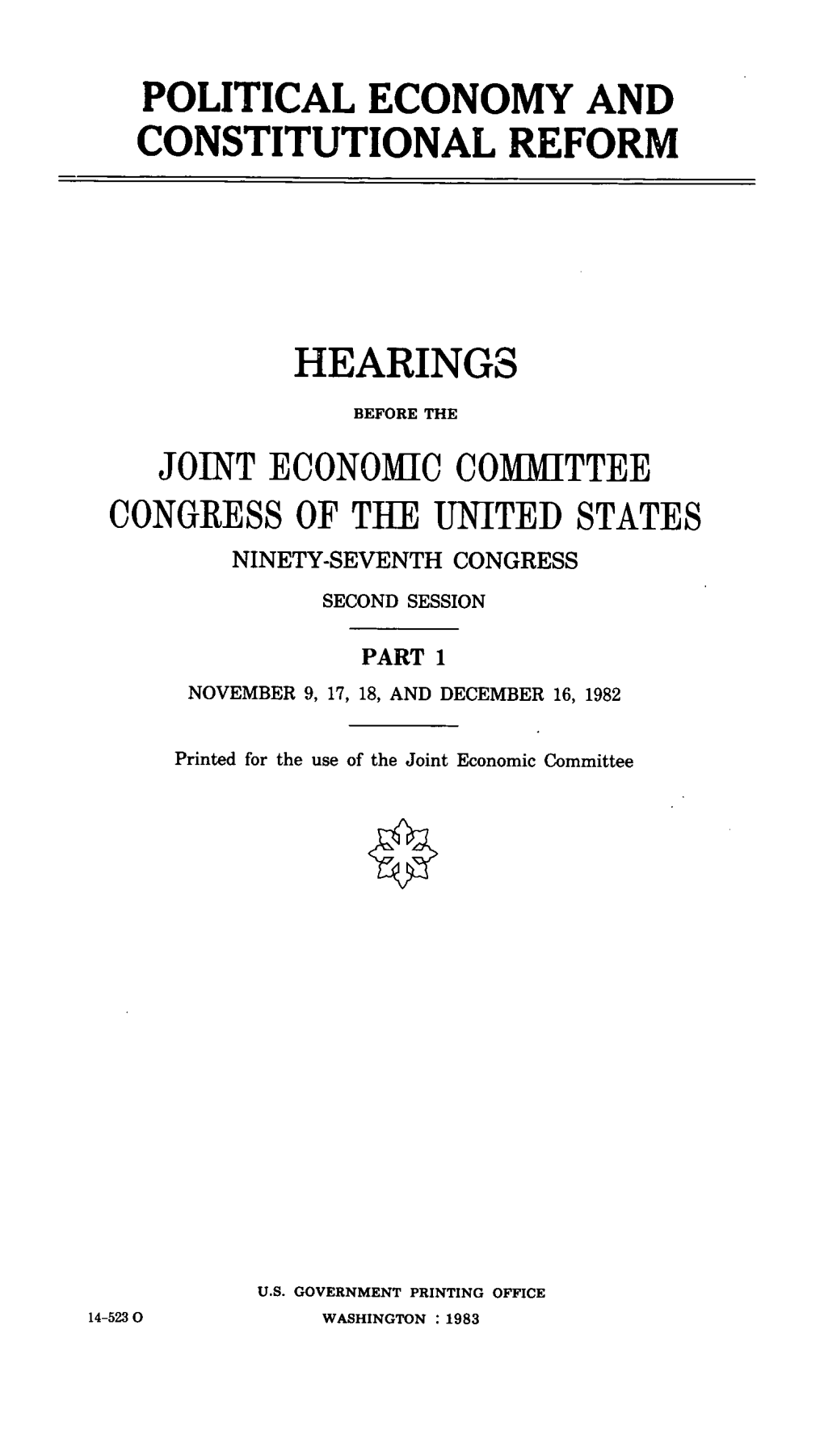 Political Economy and Constitutional Reform Hearings