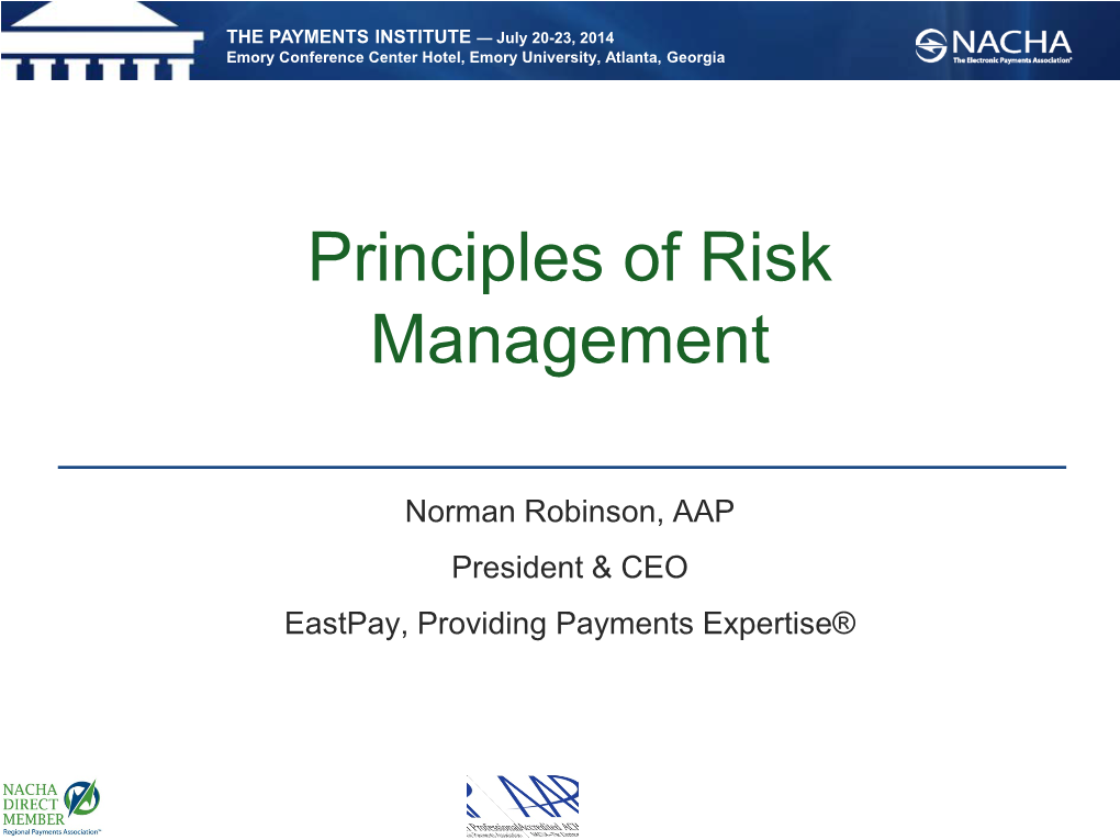 Principles of Risk Management