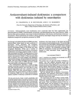 Anticonvulsant-Induced Dyskinesias: a Comparison with Dyskinesias Induced by Neuroleptics
