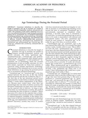AMERICAN ACADEMY of PEDIATRICS Age Terminology