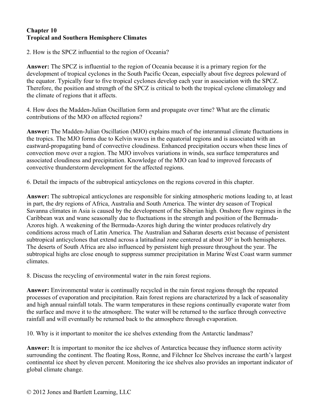 Chapter 10 Tropical and Southern Hemisphere Climates s1