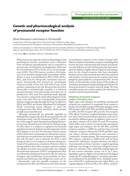 Genetic and Pharmacological Analysis of Prostanoid Receptor Function
