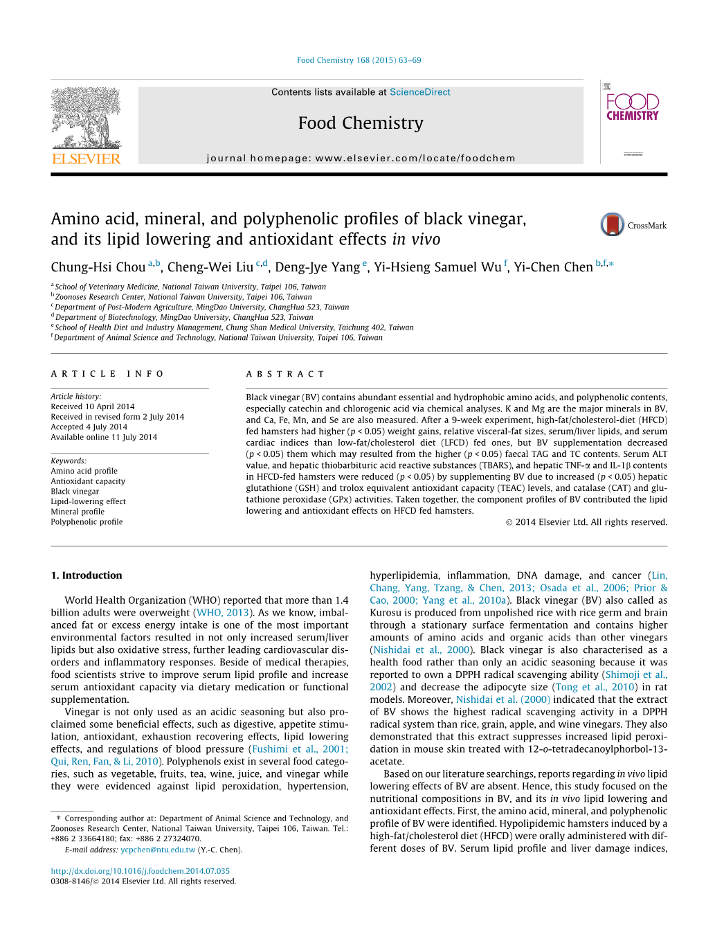 Amino Acid, Mineral, and Polyphenolic Profiles of Black Vinegar, and Its