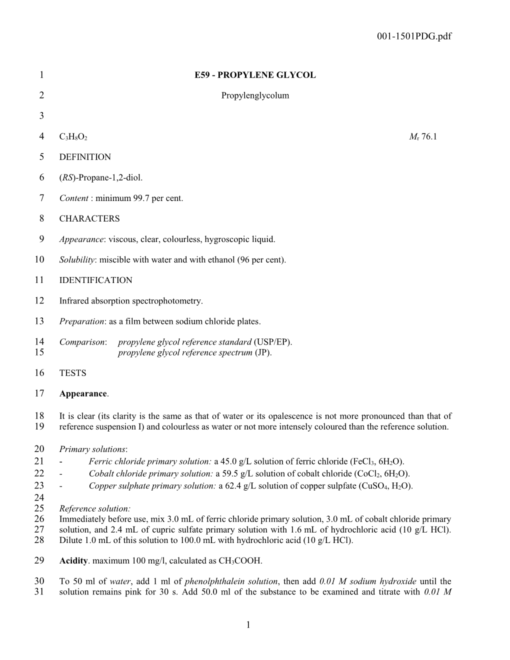 E59 - Propylene Glycol