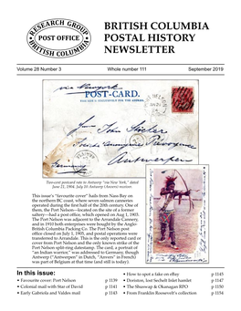 Issue’S “Favourite Cover” Hails from Nass Bay on the Northern BC Coast, Where Seven Salmon Canneries Operated During the ﬁrst Half of the 20Th Century