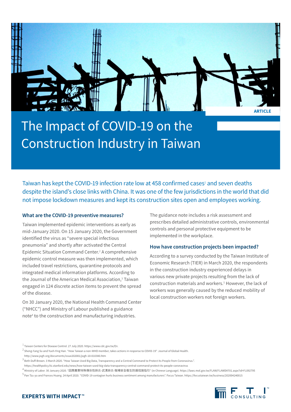 The Impact of COVID-19 on the Construction Industry in Taiwan