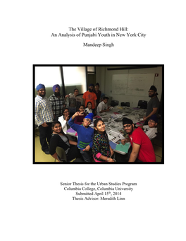 The Village of Richmond Hill: an Analysis of Punjabi Youth in New York City