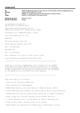 [AMSAT-F] ANS Bulletin Francophone 302